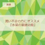 潤い不足の方にオススメ 『水菜の薬膳効能』